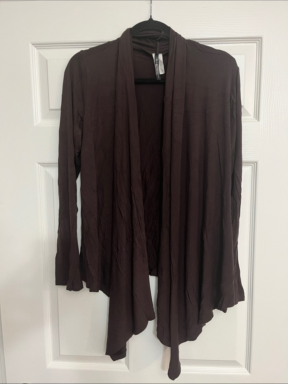MOA Collection Women’s Brown Drape Front Cardigan Sweater